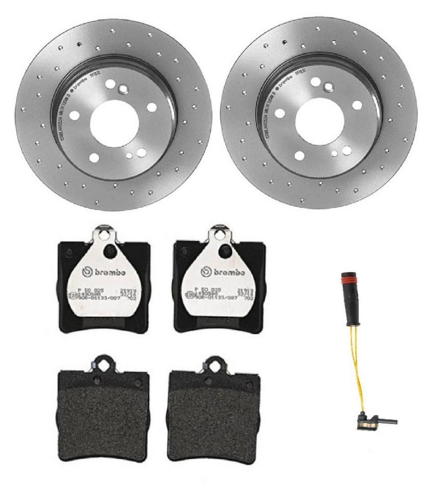 Mercedes Brembo Brakes Kit Pads and Rotors Rear (278mm) (Xtra) (LowMet) 004420172041 Brembo